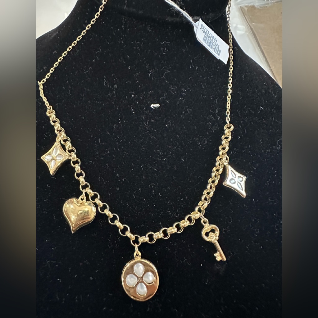 14 Kt Gold And Mother Of Pearl Necklace Brand New